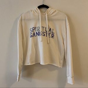 Spiritual Gangster white crop hoodie sweatshirt